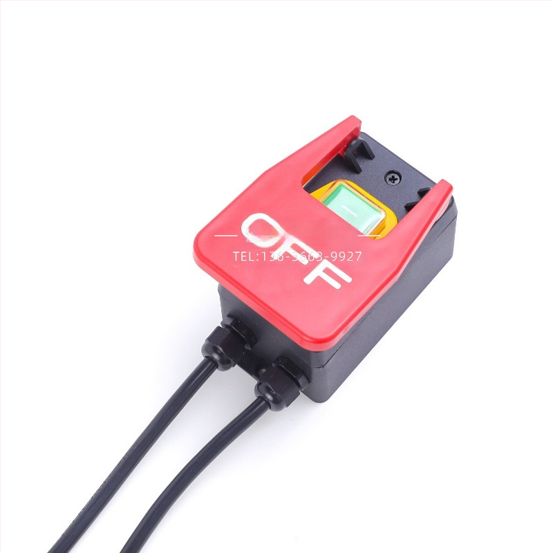 Elektriniams įrankiams saugos jungiklis su avarine mygtuku – elektromagnetinis jungiklis, 250V 16A, CE, -5–40°C