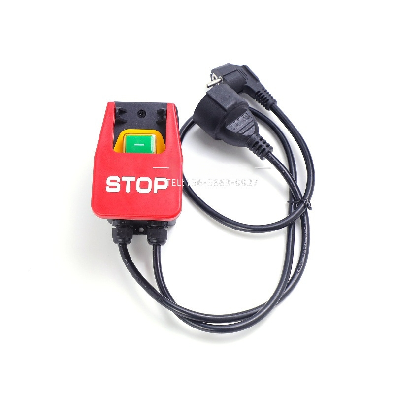 Elektriniams įrankiams saugos jungiklis su avarine mygtuku – elektromagnetinis jungiklis, 250V 16A, CE, -5–40°C