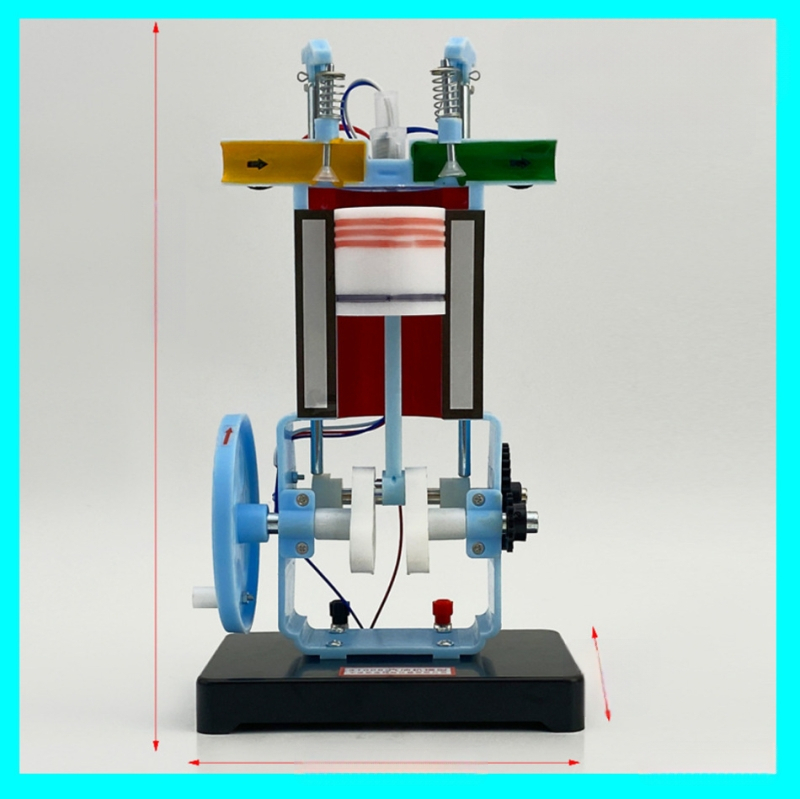 Bensiin- ja diisli mootoride mudel – neljataktiline sisepõlemismootori mudel füüsika katseteks kesk- ja gümnaasiumi, metallkonstruktsioon, 20 tk karbis.