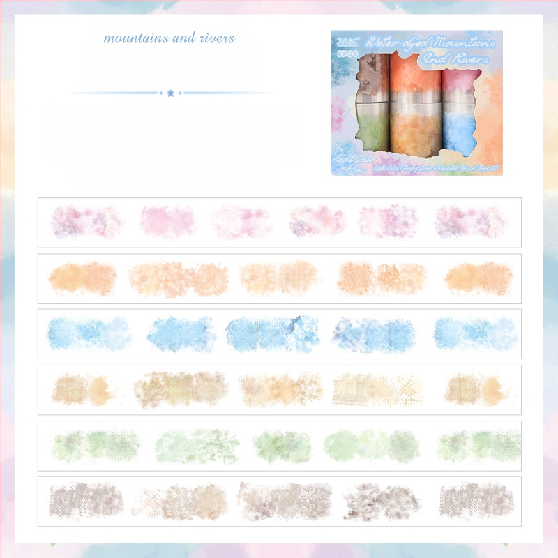 PET juostų rinkinys akvarelei – skaidrus, atsparus vandeniui, pastorinis stilius, lipdukas ir spauda