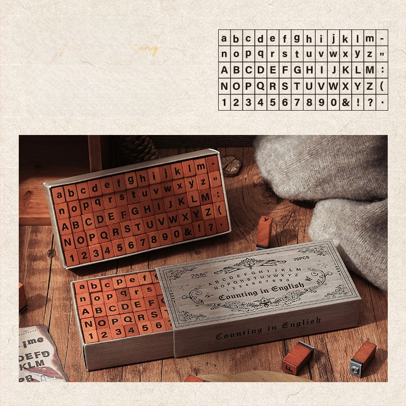 Yuezhen дървен печат за дневник с ретро алфано-цифрова комбинация