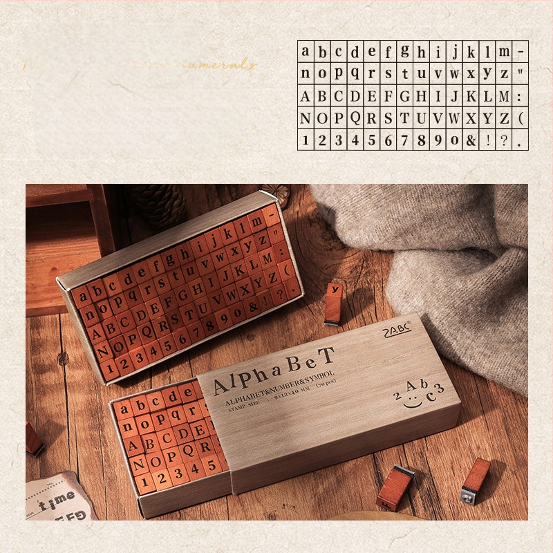 Yuezhen дървен печат за дневник с ретро алфано-цифрова комбинация