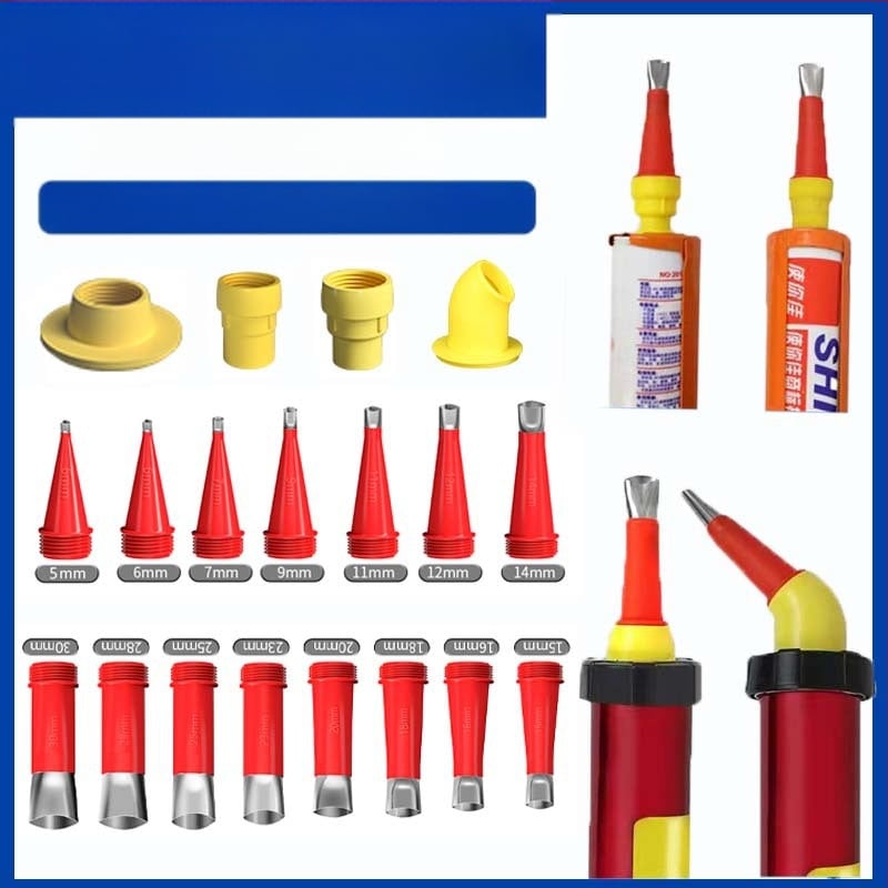 32 darabos tömítőkészlet újrahasználható rozsdamentes acél fúvókákkal, üveg- és szerkezeti ragasztókhoz (rozsdamentes acél + ABS)