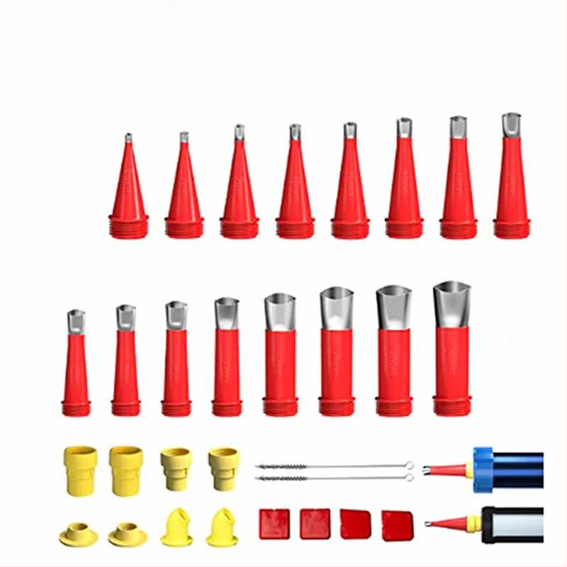 32 darabos tömítőkészlet újrahasználható rozsdamentes acél fúvókákkal, üveg- és szerkezeti ragasztókhoz (rozsdamentes acél + ABS)