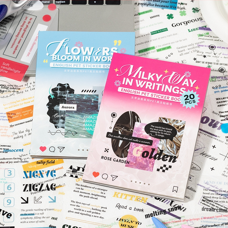 Leisurely PET uzlīmju grāmatiņa – Teksta dziedināšanas sērija, IN stils, druka, DIY dienasgrāmatas dekors