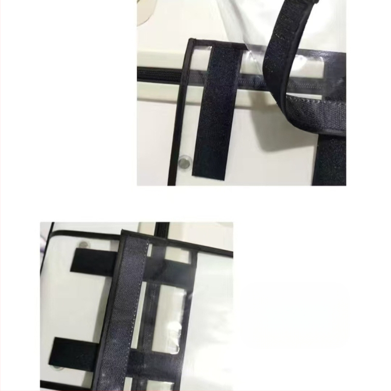 WSQ bagažo uždangalas — skaidrus, iš PVC/PET/matinio pluošto ir neausto audinį; dulkių apsauga; modernus minimalistinis dizainas; tinka kelionėms ir kosmetikai laikyti