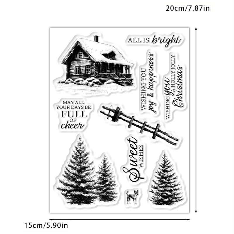 Prozirna pečat za embossing u obliku snježne kućice, ugljični čelik i silikon, lijevana izrada, moderni minimalistički stil, dekoracija za bilježnicu