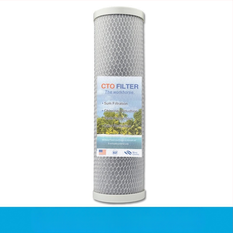 Vandens valymo įrenginio filtro elementas su CTO bloku iš kompresuotos aktyvuotos anglies, siurbimo filtracija, skirtas vandens valymo įrenginiams
