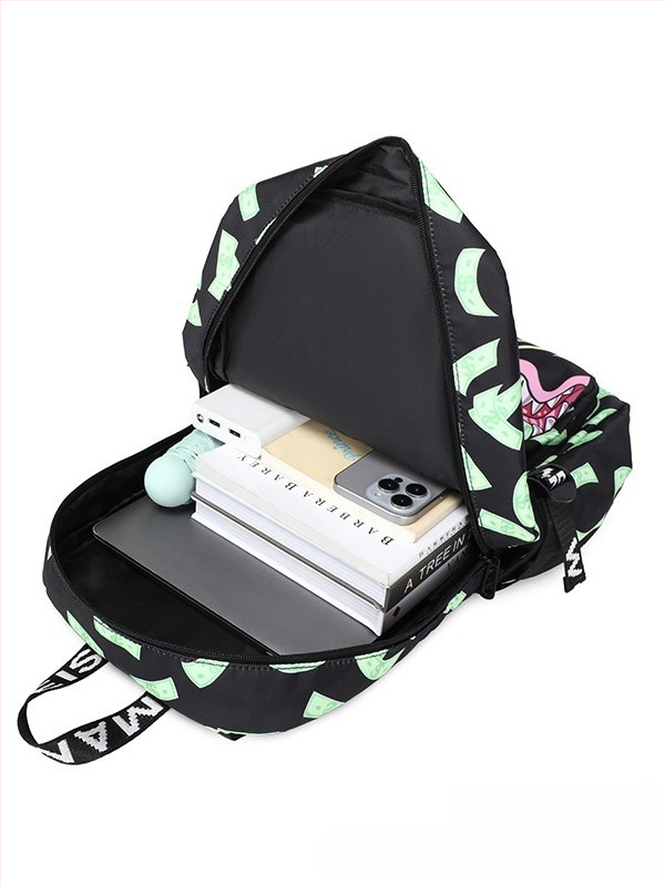 Unisex školska ranac s printsom ajkule — lagan, vodootporan, najlon, kapacitet ispod 20L, dvostruke naramenice, zatvaranje na rajsferšajl, unutarnji pretinci za telefon/ID/knjige