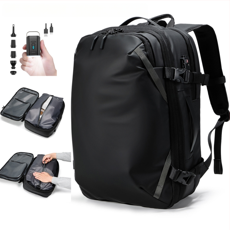 Kelioninė kuprinė su vakuumo suspaudimu ir išplėtimo talpa, kvėpuojantis Oxford audinys, 20–35 L