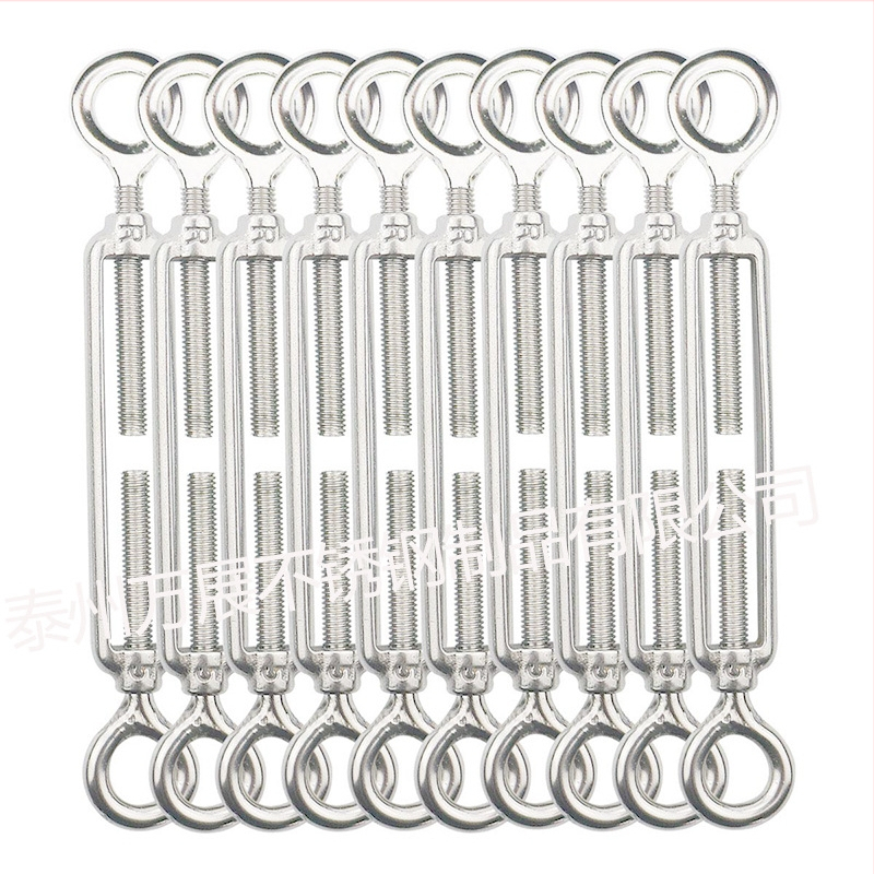 10 τεμ. τάσης από ανοξείδωτο ατσάλι 304 με διπλό μάτι — βαρέως τύπου περιστρεφόμενος σφιγκτήρας για κήπο, σχοινιά και πανιά σκίασης