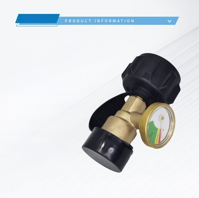 Vario dujų jungtis su POL sriegiais ir slėgio matuokliu — Amerikos QCC adapteris, Šiaurės Amerikos standarto sąsaja, SKU03037