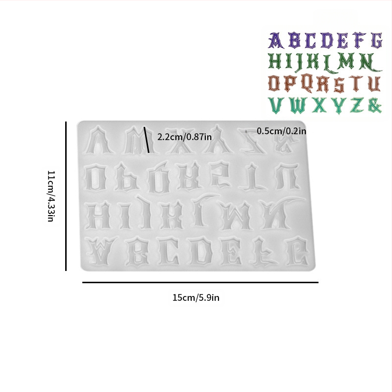 Silicone mold 26 anglų raidžių pakabukams – netaisyklingo dizaino forma, epoksidinio kristalo DIY, veidrodinis paviršius, lengva išimti iš formos