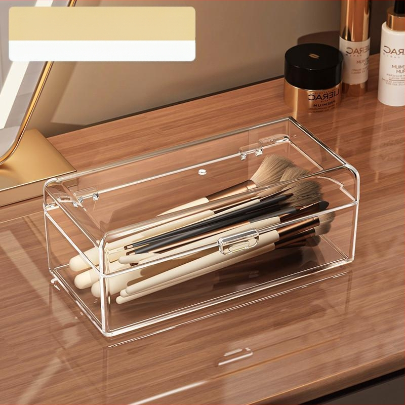 Chuchuan διαφανής προστατευτικός επιτραπέζιος οργανωτής καλλυντικών με διαμερίσματα για σφουγγάρι πούδρας, cushion, beauty egg και πινέλα μακιγιάζ