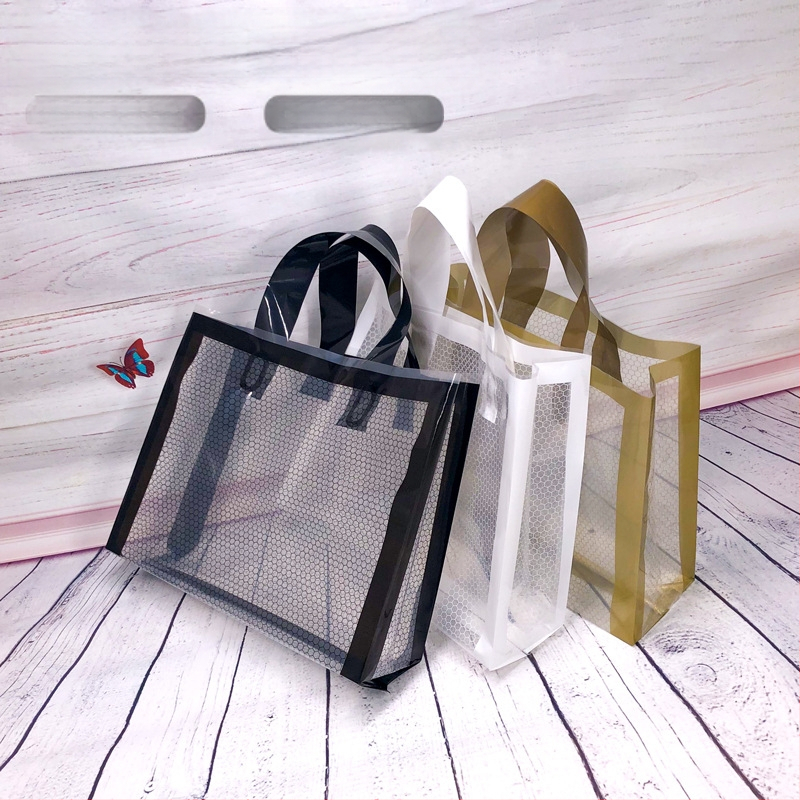 Skaidri plastikinė dovanų maišelė su dviejų sluoksnių storumu 12 siūlų, skirta dovanų įpakavimui, dienos gamyba 10 000 vnt