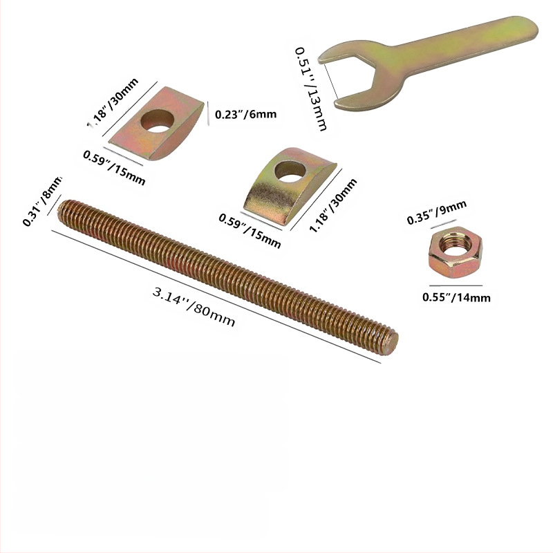Комплект за монтаж към нощното шкафче: шестогълен ключ, лунна шайба, шестоглав капак и пълен резбован прът – 4 в 1 (TD, NF E25-414-2004, Plain carbon steel, Class A)