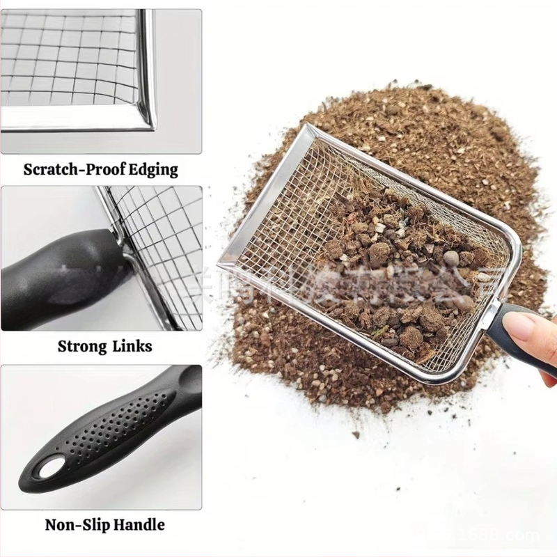 Nerūdijančio plieno sodo sietelis-lapta, skirta žemės, smėlio ir komposto sijojimui