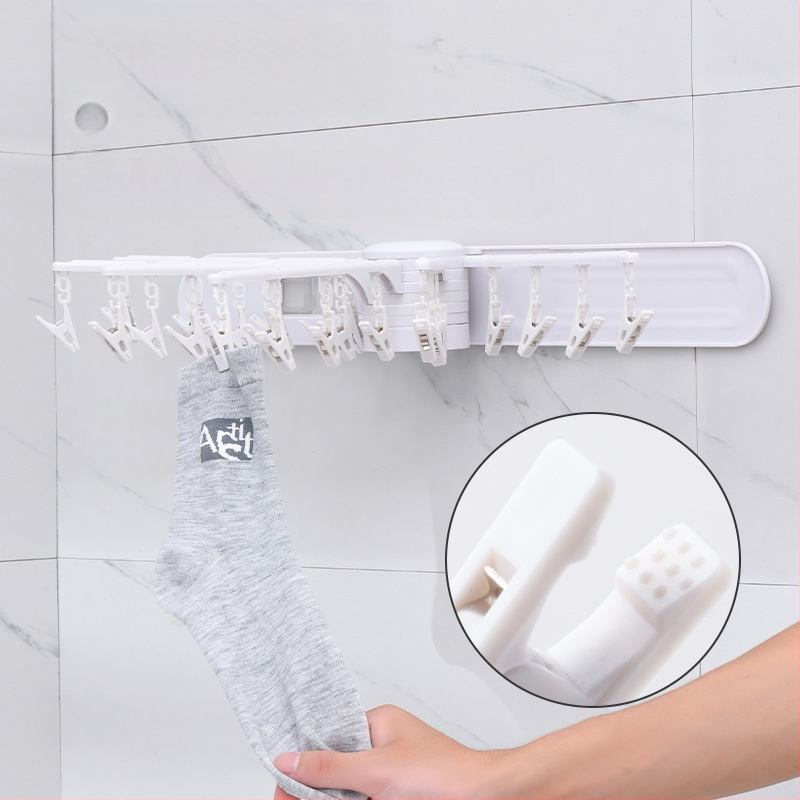 Sudijia összecsukható ruhaszárító akasztó, forgatható zokniakasztó, kör alakú klipsz dizájn, műanyag