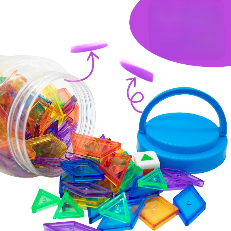 Montessori sešu formu blokas konservētā iepakojumā, 140 gab., + kauliņš, agrīnas izglītības rotaļlieta bērniem 3–6 gadu vecumam