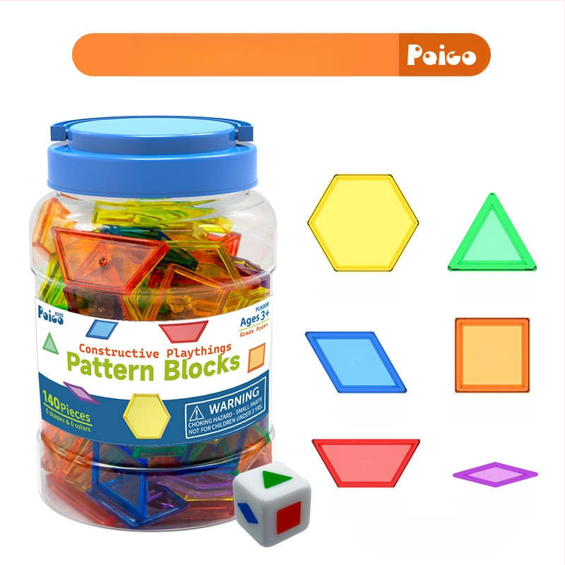 Montessori sešu formu blokas konservētā iepakojumā, 140 gab., + kauliņš, agrīnas izglītības rotaļlieta bērniem 3–6 gadu vecumam