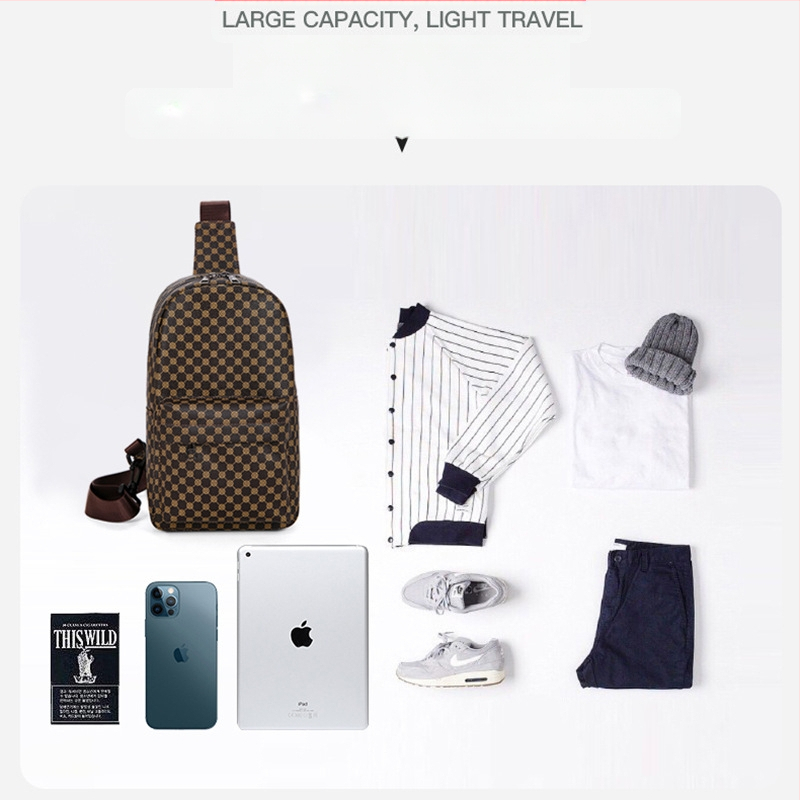 Vyriška PU krūtinės krepšys, laisvalaikio kelionių stilius, geometrinis raštas, suderinamas su 8 colių nešiojamuoju kompiuteriu, atspari dėvėjimui