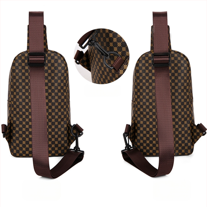 Vyriška PU krūtinės krepšys, laisvalaikio kelionių stilius, geometrinis raštas, suderinamas su 8 colių nešiojamuoju kompiuteriu, atspari dėvėjimui