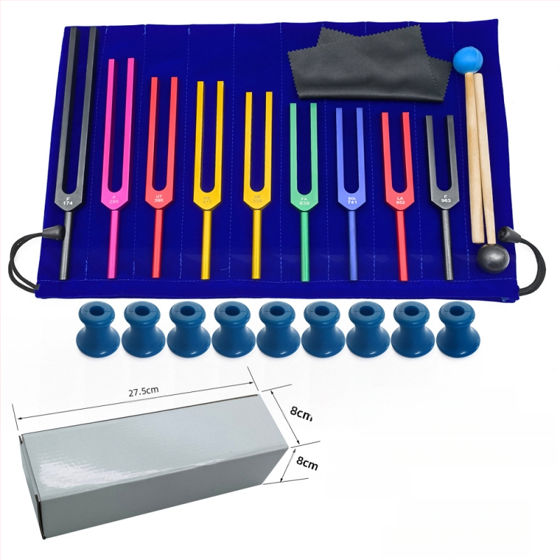 Τονικές βέργες από κράμα αλουμινίου – σετ 9 τεμαχίων, μοντέλο 174Hz-963Hz, εύρος συχνοτήτων 174–963 Hz, συσκευασία λευκή θήκη