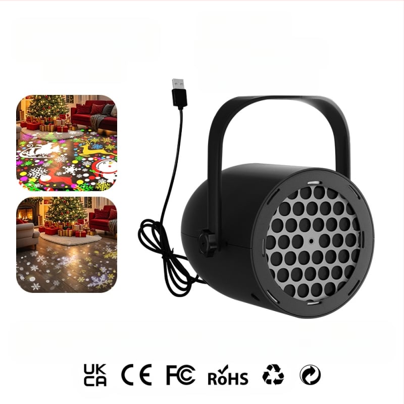 Χριστουγεννιάτικο LED φως προβολής με νιφάδα χιονιού, 16 σκηνές - τροφοδοσία USB, κρεμαστή διακόσμηση