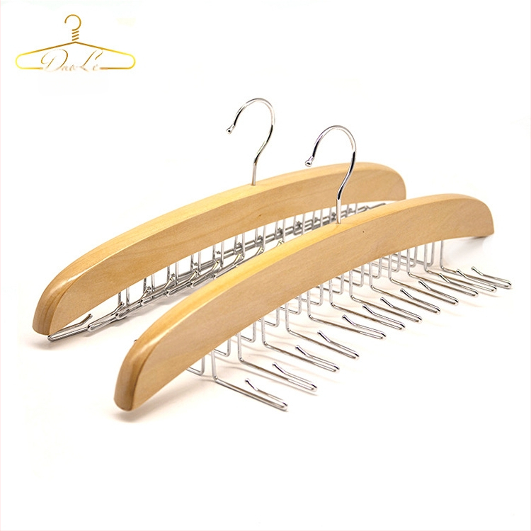 Medinė daugiafunkcinė pakabų laikiklis su 24 kabliukais šalikams, kaklaraišiams ir drabužiams – neslysta, be siūlių dizainas (modernus paprastumas)