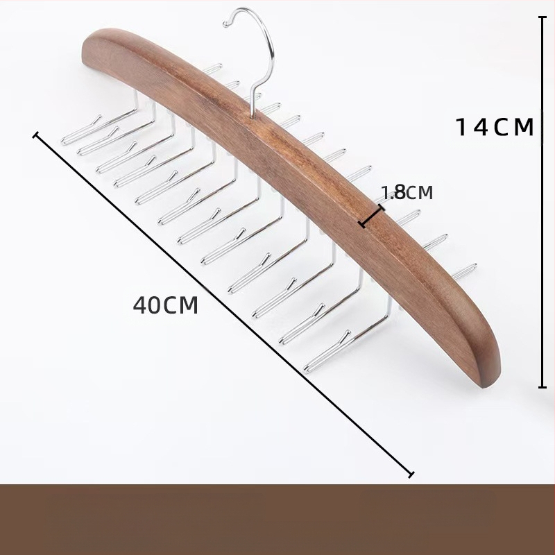 Medinė daugiafunkcinė pakabų laikiklis su 24 kabliukais šalikams, kaklaraišiams ir drabužiams – neslysta, be siūlių dizainas (modernus paprastumas)