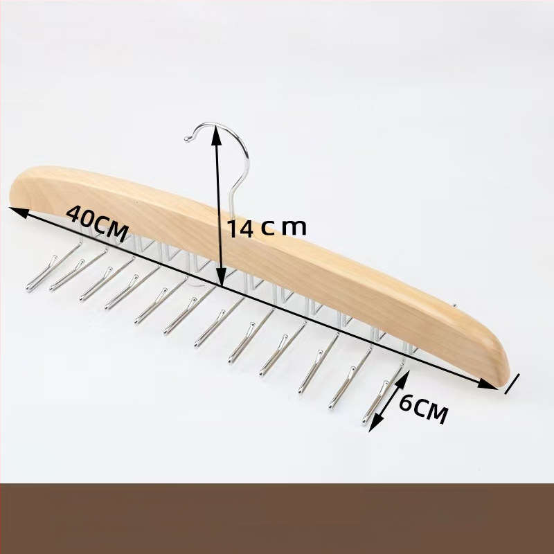 Medinė daugiafunkcinė pakabų laikiklis su 24 kabliukais šalikams, kaklaraišiams ir drabužiams – neslysta, be siūlių dizainas (modernus paprastumas)