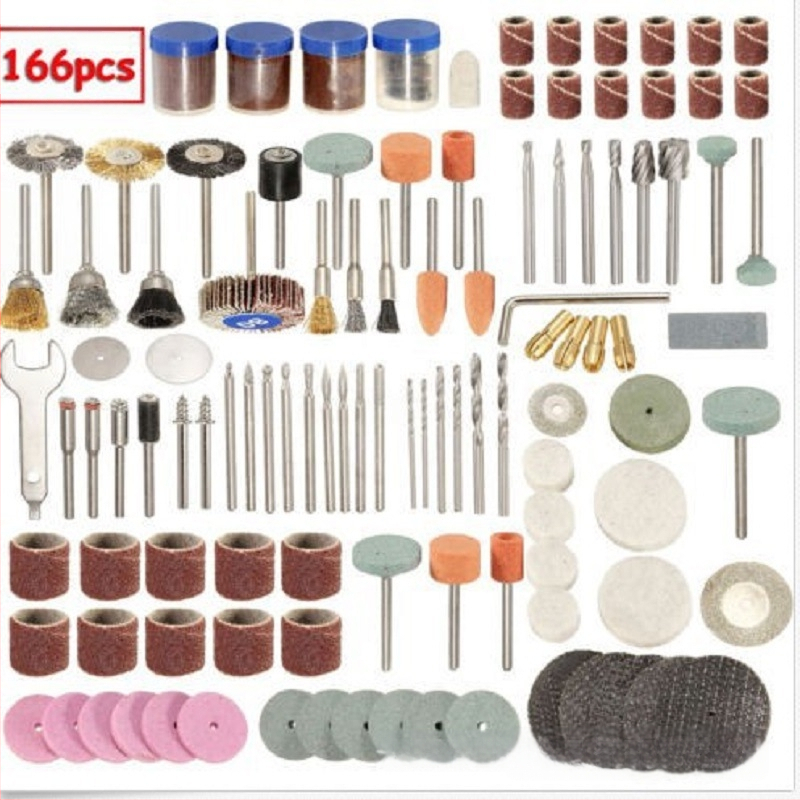 Koka kastes piederumu komplekts slīpēšanai un pulēšanai – 100/105/166 gabalos; Modelis 3.175; Materiāls: patēriņa materiāli; Piemērošana: slīpēšana un pulēšana; Apstrādes pielāgošana nav