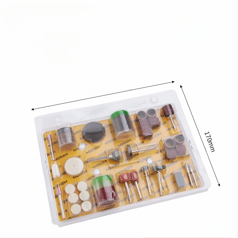 Koka kastes piederumu komplekts slīpēšanai un pulēšanai – 100/105/166 gabalos; Modelis 3.175; Materiāls: patēriņa materiāli; Piemērošana: slīpēšana un pulēšana; Apstrādes pielāgošana nav