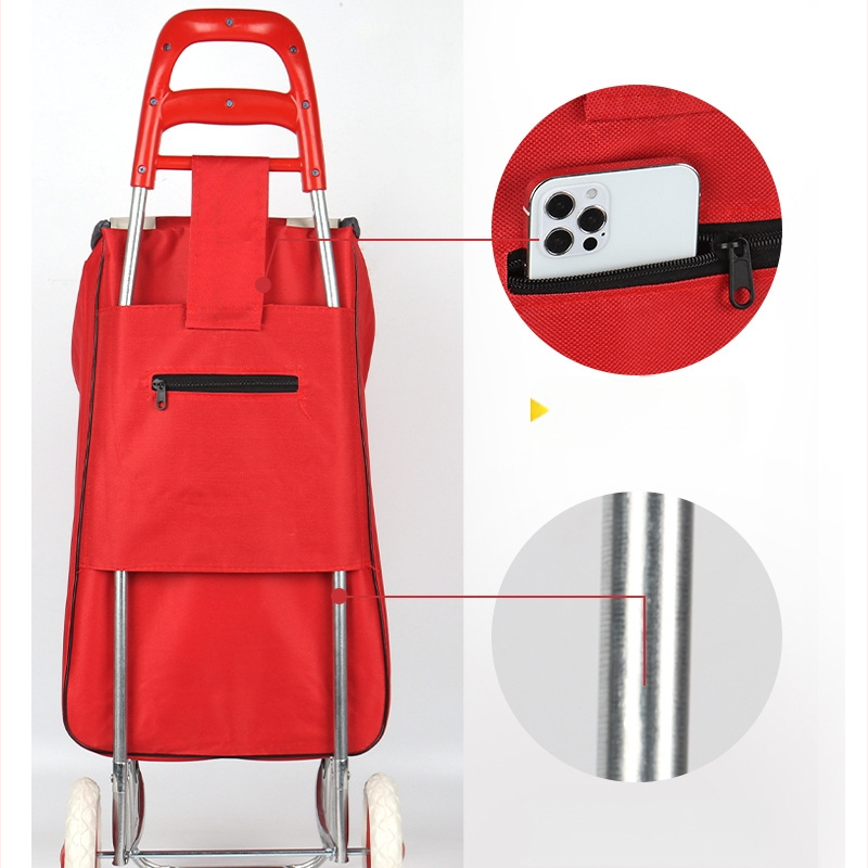 Saliekams pirkumu grozs, pārnēsājams divriteņu pārvadāšanas rati ar logotipa drukāšanas iespēju, 20 kg slodze, galvanizēta tērauda cauruļu rāmis.