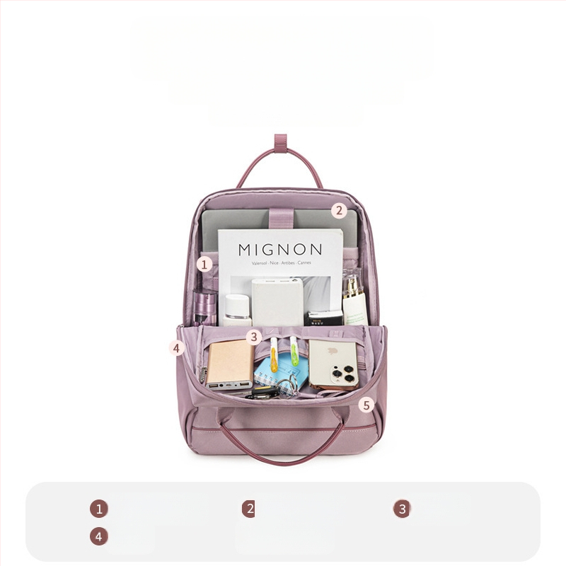 Moterų kuprinė japonų stiliumi, Oxford audinys, vertikalus kvadrato formos, užtrauktuko atidarymas, nešiojamojo kompiuterio kišenė