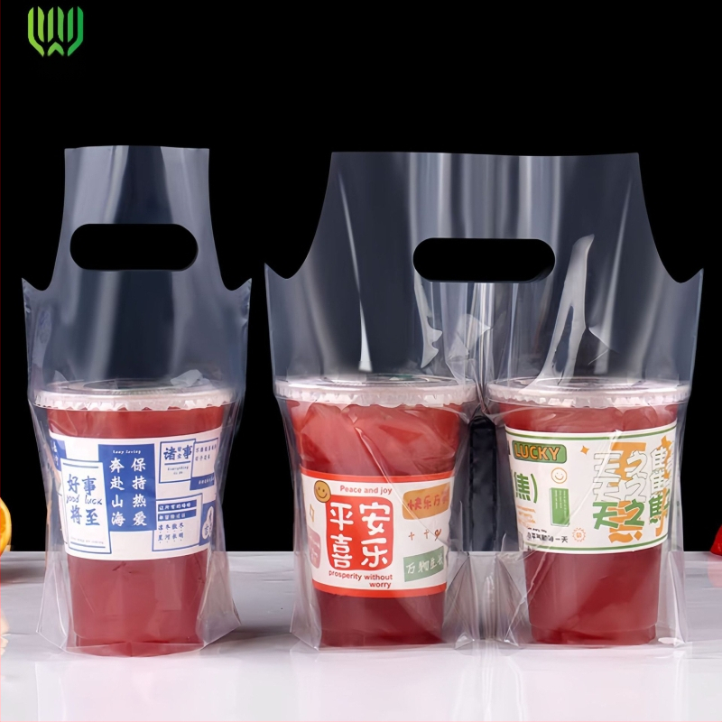 Išsiimiamasis gėrimų pakuotės maišelis vienai arba dviem puodeliams; plastikas, pūtimo-filmo formavimas; maisto saugumai; suderinamas su 450–700 ml puodeliais; skaidrus arba matinės apdailos; pakuotės tipas: maišelis