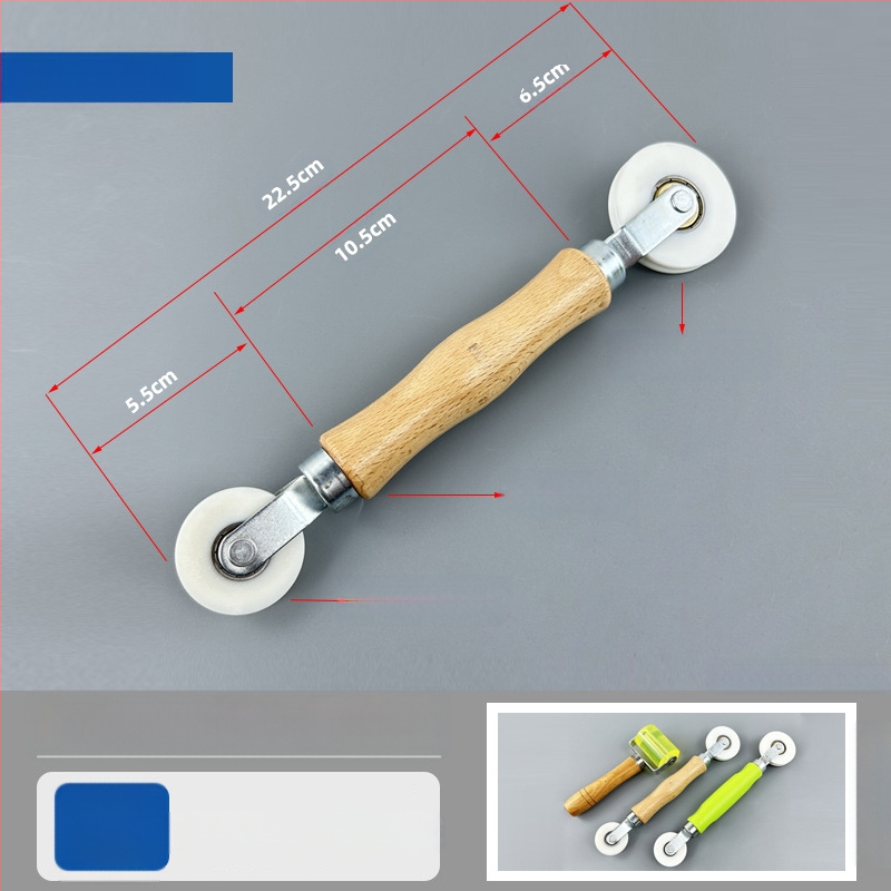 Ролка за притискане на LED лента с дървена дръжка — PVC корпус, GTM, 110 г