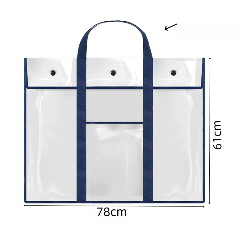 PVC прозрачен калъф за файлове с дръжка – snap закопчаване, стереоскопичен дизайн, марка Chastity