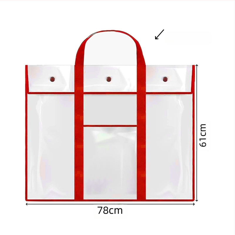 PVC прозрачен калъф за файлове с дръжка – snap закопчаване, стереоскопичен дизайн, марка Chastity