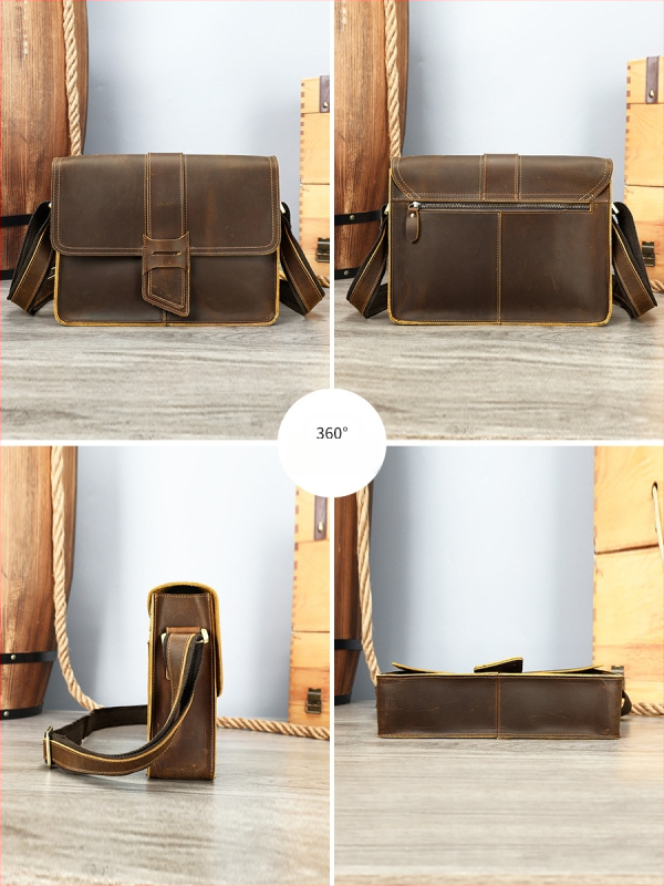 Vyrų odinė pečių rankinė, pirmojo sluoksnio karvės oda, poliesterio pamušalas, 2025 m. vasaros išleidimas, verslo kelionėms tinkama