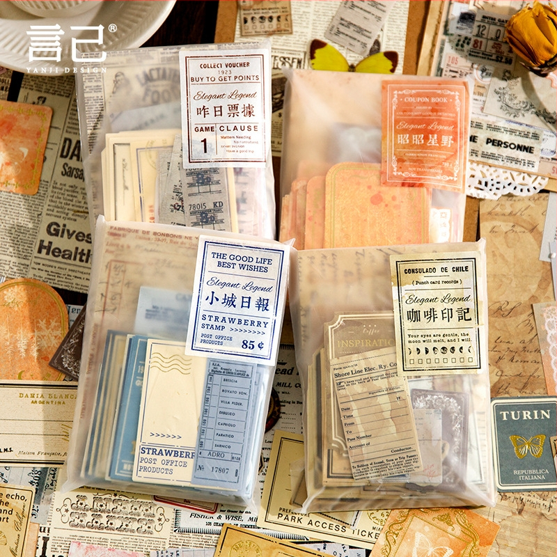 Σετ υλικών ρετρό διακόσμησης ημερολογίου - 100 τεμ., 4 στυλ, μάρκα DREHOP/Mengxi, βάρος 79 g