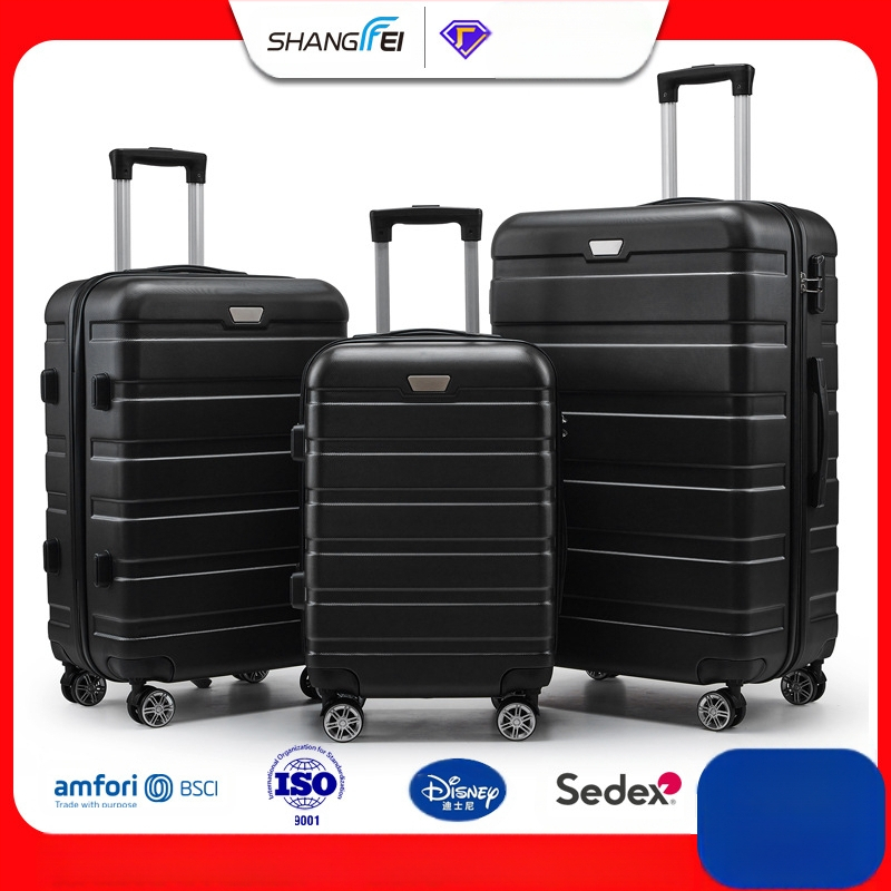 Set de trei bagaje din ABS cu lacăt cu parolă anti-furt, aprobat pentru zbor, roți universale, căptușeală poliester