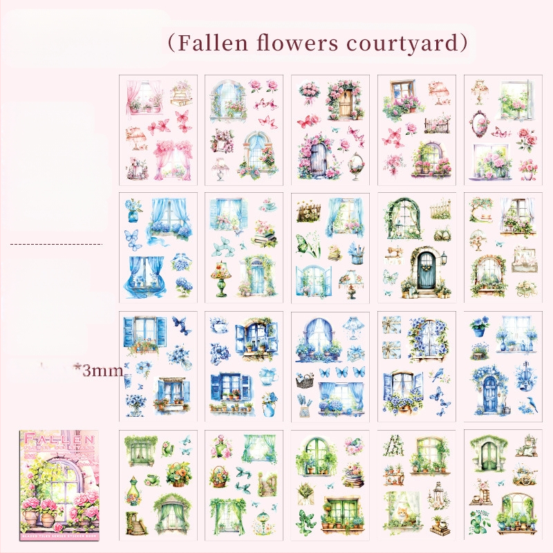 PET uzlīmju grāmatiņa dienasgrāmatai – caurspīdīgi ūdensizturīgi drukāti planer uzlīmes ar Eiropas lauku ainavām