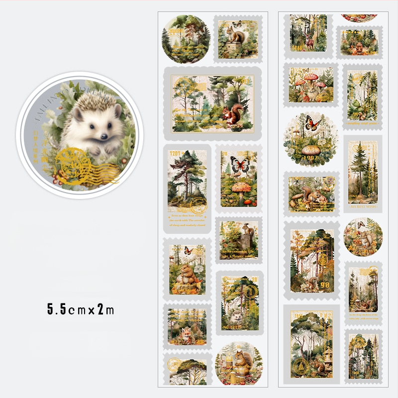 Washi lente ar karsto folijas iespiešanu, retro ziedu ilustrācija dienasgrāmatai un DIY kolāžai, pārklāts papīrs, noslēgšanas etiķete