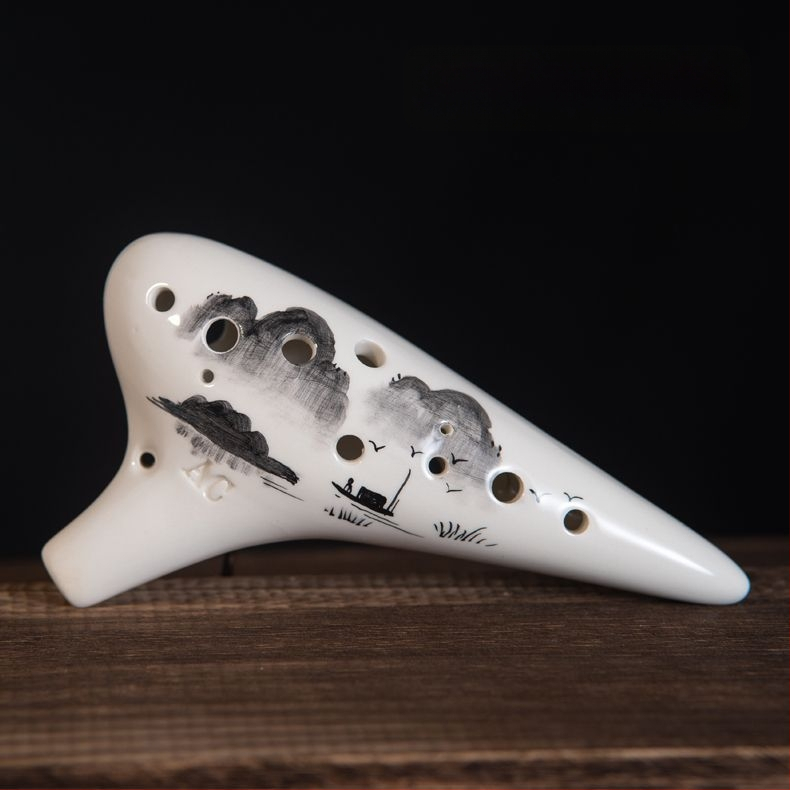 Окарина с 12 отвора в ключ C (алто), керамична за начинаещи