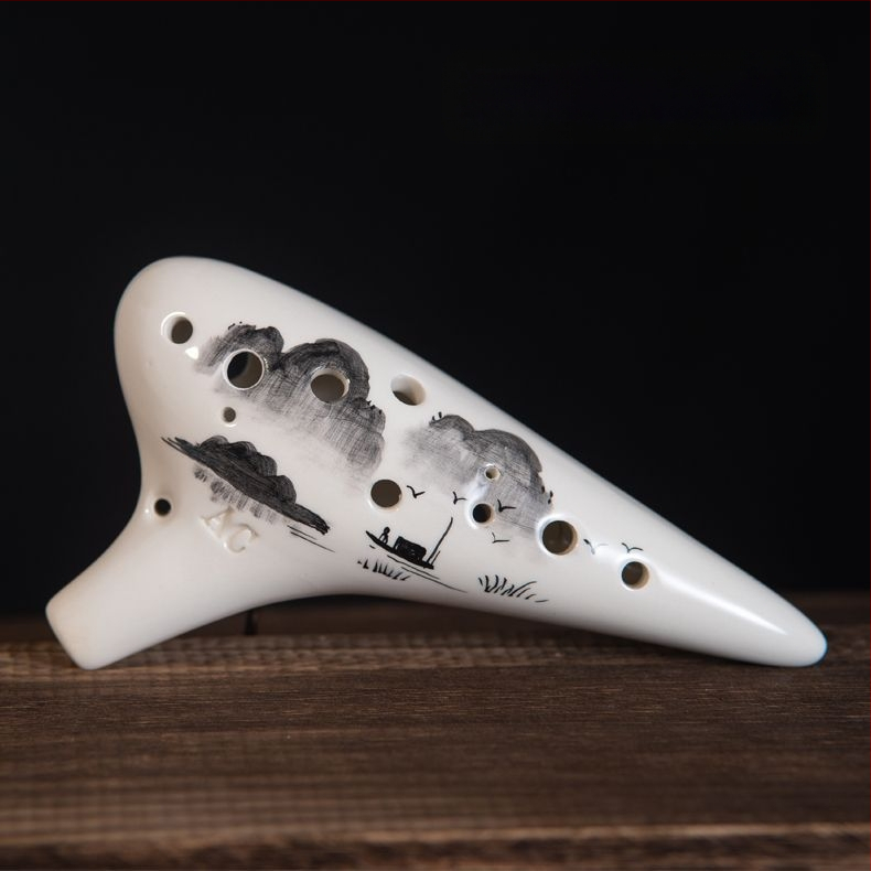 Окарина с 12 отвора в ключ C (алто), керамична за начинаещи