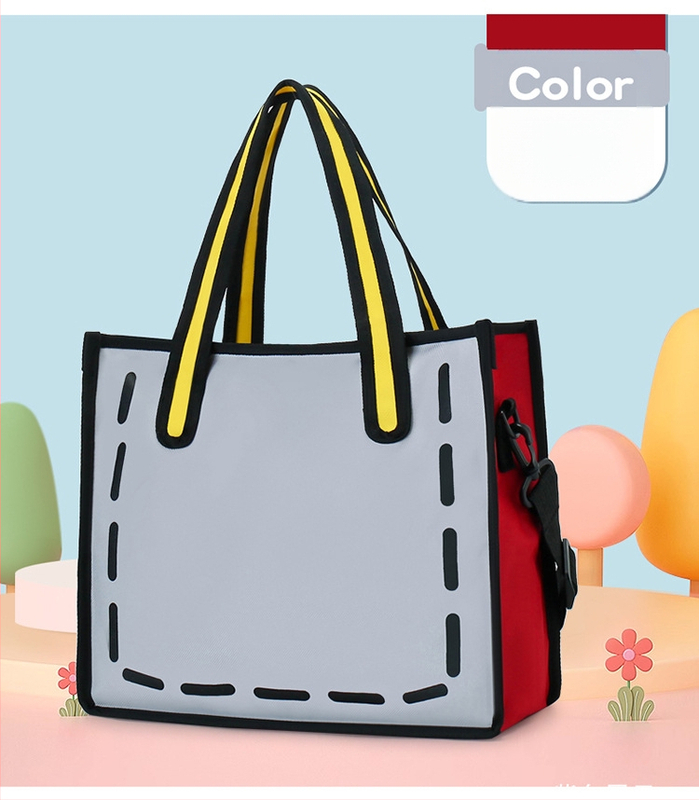 Японски стил платнена чанта за жени - лято 2025 г., чанта за рамо с единичен ремък, 2D анимационен дизайн, голям капацитет