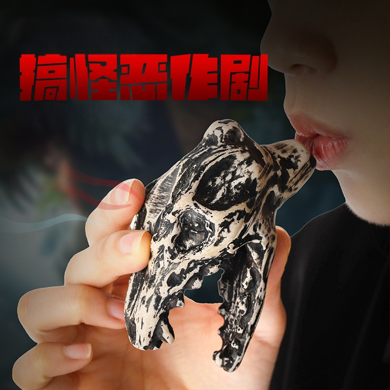 Porcelininė okarina, vaiduoklių švilpukas, Aztekų drakonas Helovyno dekorui, prekės ženklas Dehua Tao Dixuan, kategorija: Gyvūnai, pakuotė: kempinės spalvos dėžutė