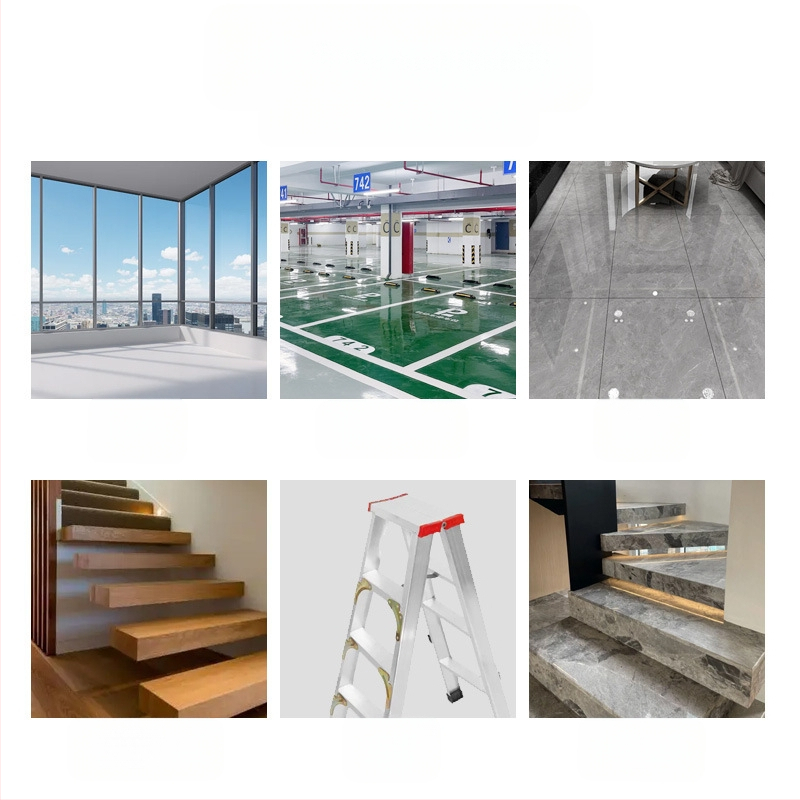 Pašlīmējoša pretslīdēšanas lenta kāpņiem; PU līmes bāze; PU līmes sistēma; piemērota kāpņiem un vannas istabai; temperatūras izturība 260; viskozitāte 80 N/m