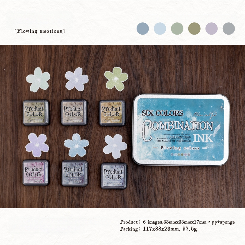 Mo mo tintapárna készlet – folyékony színek sorozata, olaj alapú tinta, 6 stílus